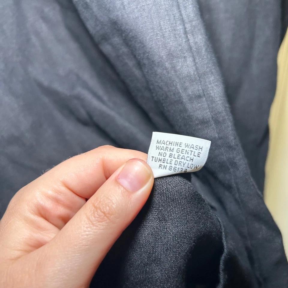 Bryn Walker Negro Maxi Camisa Vestido Mujer 1X Lagenlook Lino Resort Verano Boho Foto 3 de 4