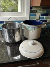 Vtg Villeroy & Boch Lg Stockpot Pasadena w/ Steamer Basket Set Germany 90’s WOW!