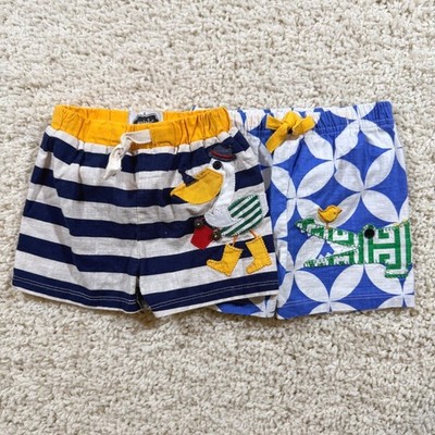 Mudpie Baby Boy's Swim Trunks Bundle 0-6 M Pelican Alligator Striped Set of 2