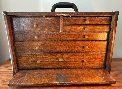 #ad #ad ANTIQUE PILLIOD MACHINIST#x27;S SIX DRAWER OAK TOOL CHEST Swanton Ohio WOW $420.00