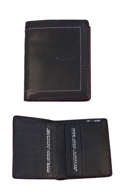 Lecerf Luxus Spanisches Leder Kartenetui Geldbörse - Schwarz-Lila Neu Verpackt