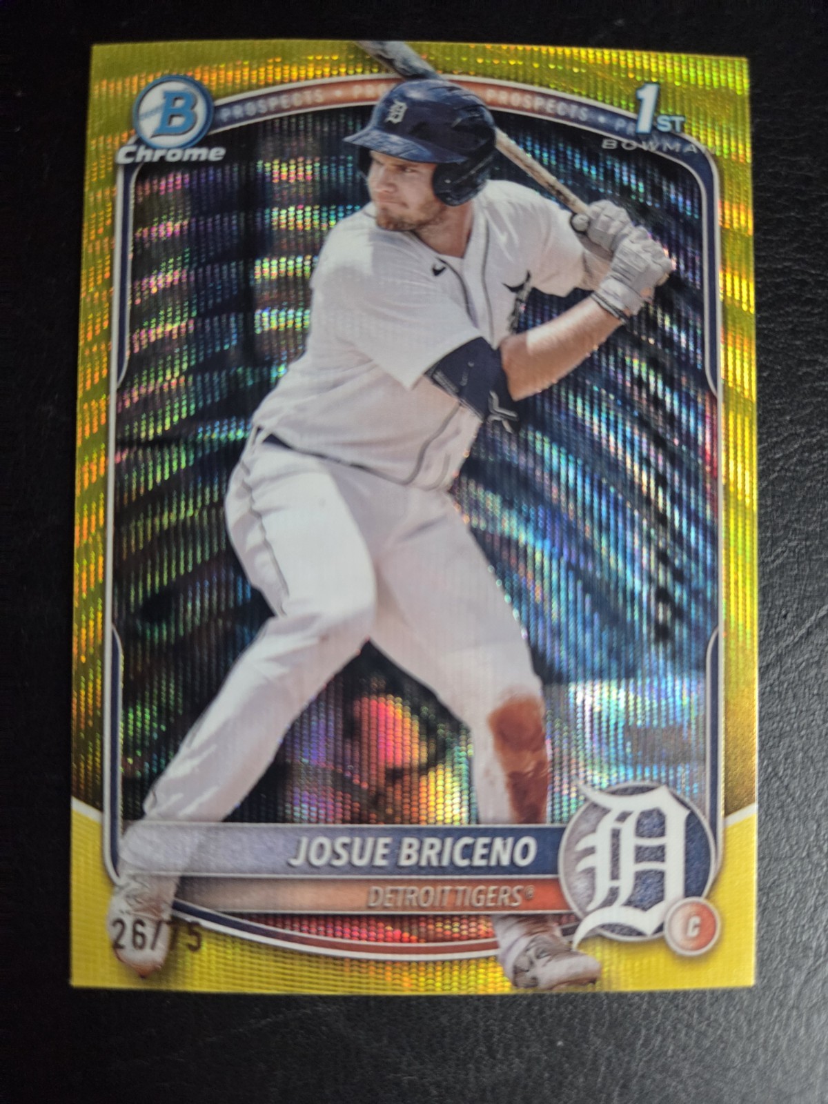 2025 Bowman Chrome Prospect Josue Briceno #BCP-13 Yellow Wave Refractor /75