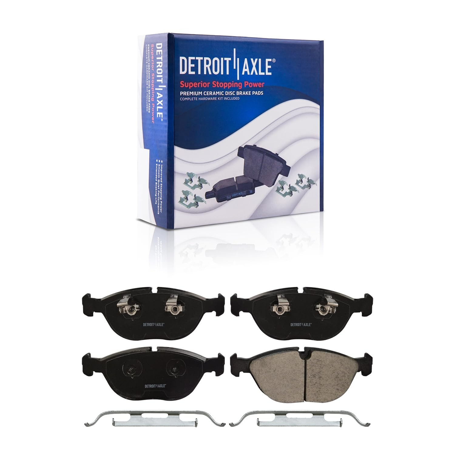Front and Rear Ceramic Brake Pads with Hardware for BMW 750IL Z8 Bentley Arnage