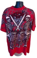 Balance of Power Tee Shirt Mens 2XL Red Skull Skeleton Sword Chain Made in USA