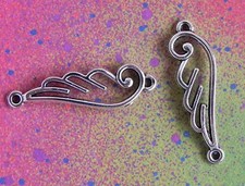 20 Angel Wings Charms Connector Bird Feather Wing Silver Metal Jewelry Component