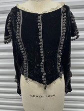 Victorian 19th Century French Black silk Velvet bodice Renaissance Style theater