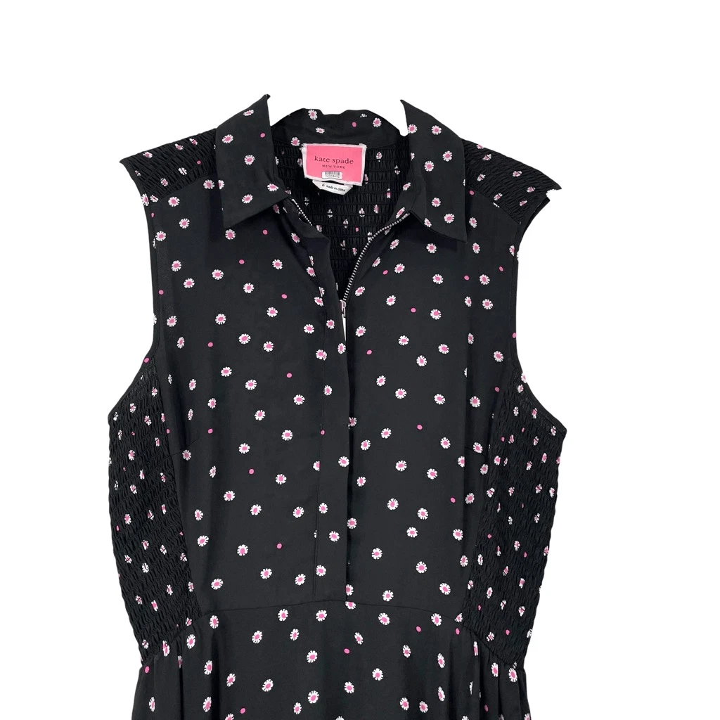 abito kate spade new york margherita a pois taglia 6 ditsy floreale senza maniche colletto
