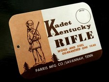 Parris Kadet Kentucky Cork Shooting Toy Rifle Repro. - Hang Tag Instructions