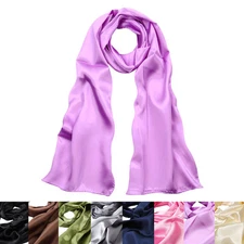 Elegant Silk Feel Solid Color Satin Oblong Scarf Wrap - Different Colors