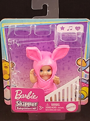 Barbie Doll Skipper Babysitters Inc Baby in Pink Bunny Outfit So