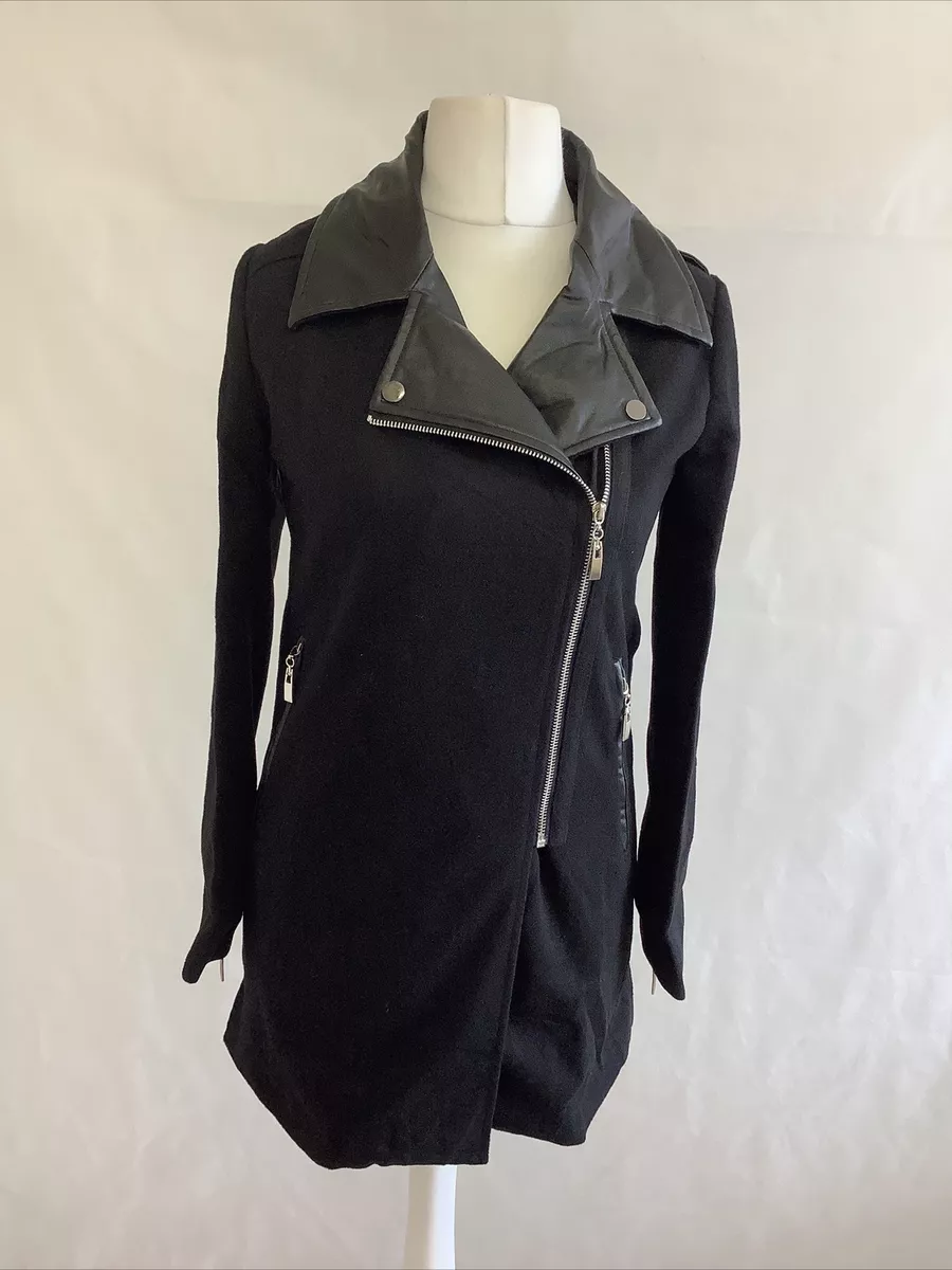 ABSOLUTELY FAITH Ladies Fabric Faux Leather Longer Length Jacket Small BNWT