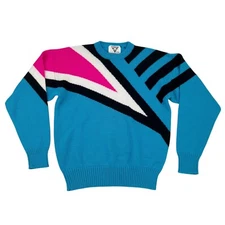 VTG 80s Tyrolia Ski Sweater womens size M Medium Abstract Geometric