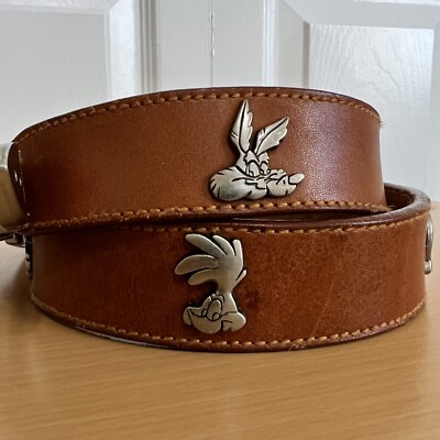 Vintage Warner Bros  Brown Leather Looney Tunes Characters Belt Taiwan 1993 Vintage Warner Bros Brown Leather Looney Tunes Characters  main image 4