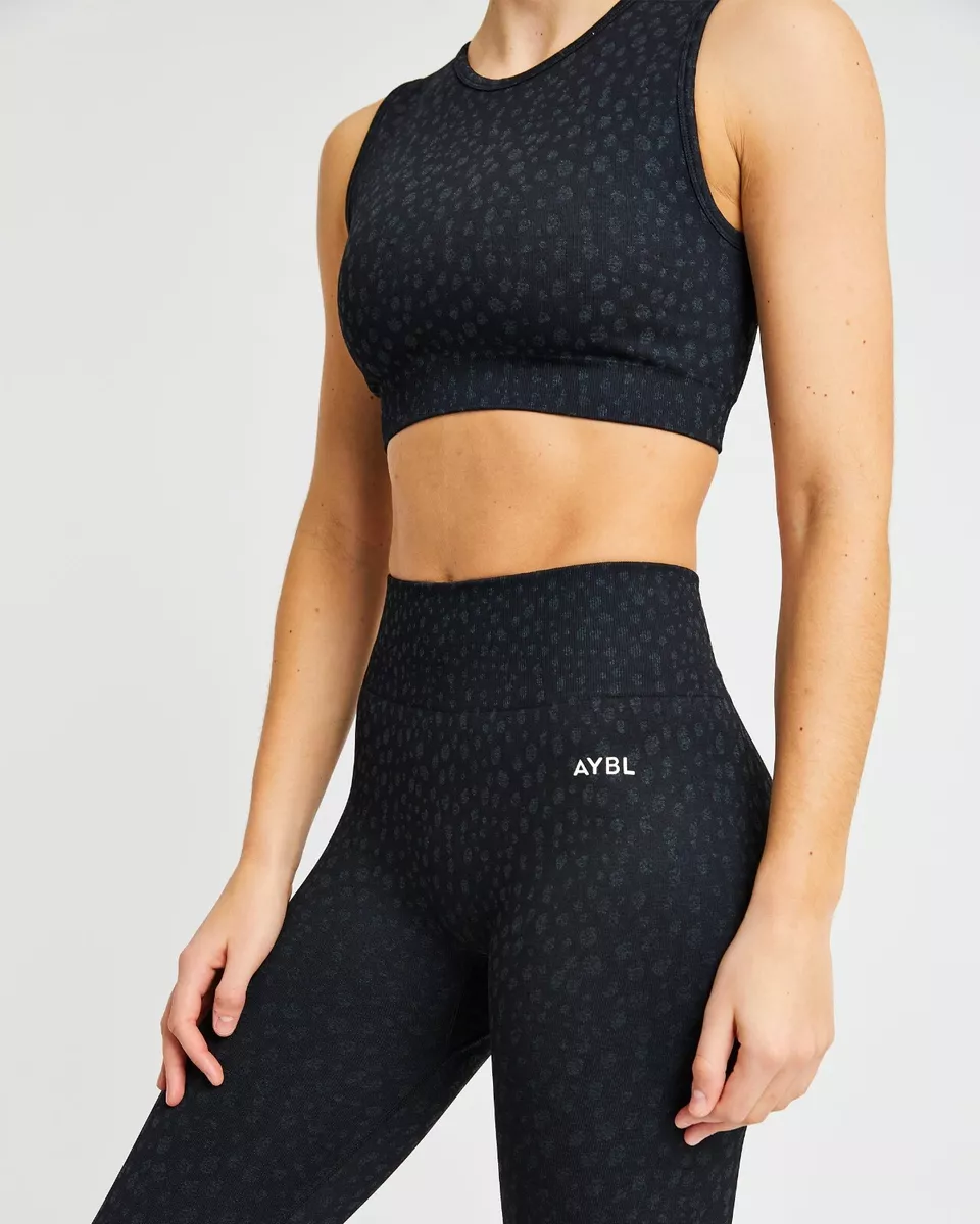 NEW AYBL EVOLVE SPECKLE SEAMLESS LEGGINGS BLACK HIGH WAIST SIZE