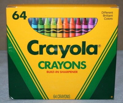 Vintage 1990 Crayola Crayons Built In Sharpener Box 64 Binney & Smith Dandelion