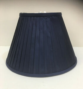 Navy Blue Pure Silk Lined Pleated, Table Lamp Shades Navy Blue