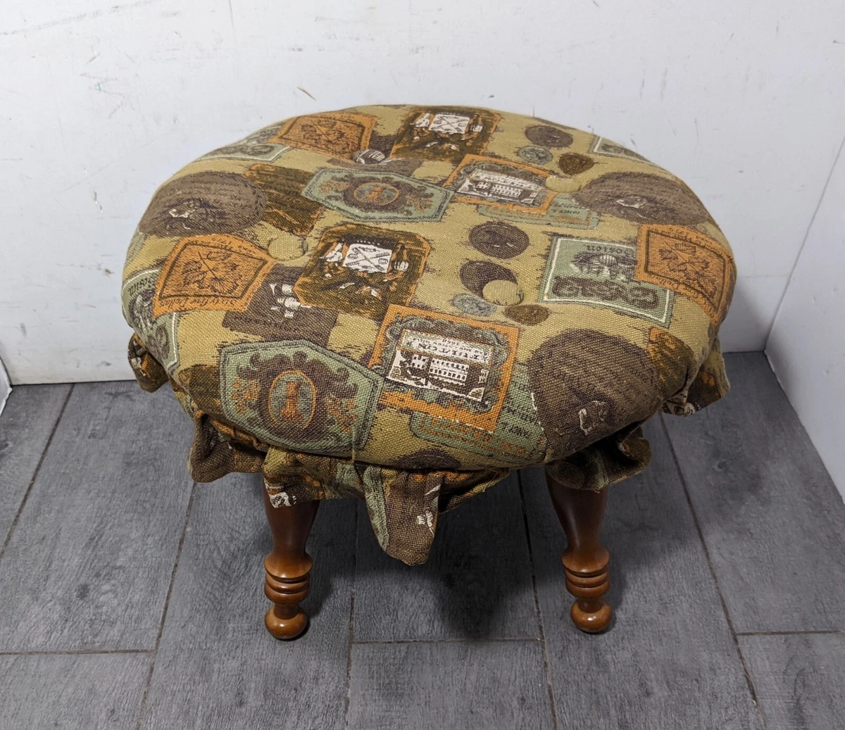 Vintage round sale footstool