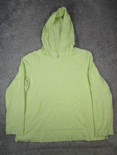 J.Jill Hoodie Womens Small Petite Green Waffle Knit Cotton Pullover