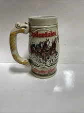 1983 Budweiser Anheuser Busch Holiday Clydesdales Beer Stein Mug - Ceramarte Co.