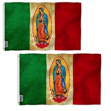Anley 2 Pcs 3x5 ft Our Lady Virgen De Guadalupe Mexican Flag Virgin Mary Flag