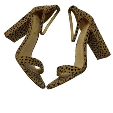Lulus Ankle Strap Baby Cheetah Block Heels Womens Size 6