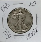 1943 Walking Liberty Half Dollar, Strong Feather Details HI GRADE ⭐734⭐V4⭐