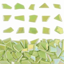 Youway Style Iridescent Green Glass Mosaic Tiles for Crafts Bulk,200g Broken ...