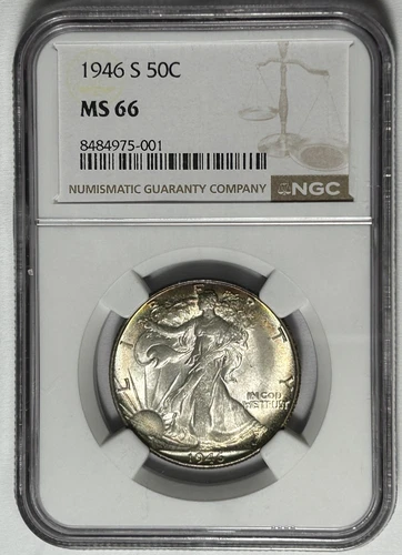 1946 S WALKING LIBERTY HALF DOLLAR NGC MS 66