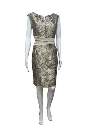 Ellen Tracy Sheath Dress Size 6 Metallic Gold / Bronze Fully Lined Evening Party