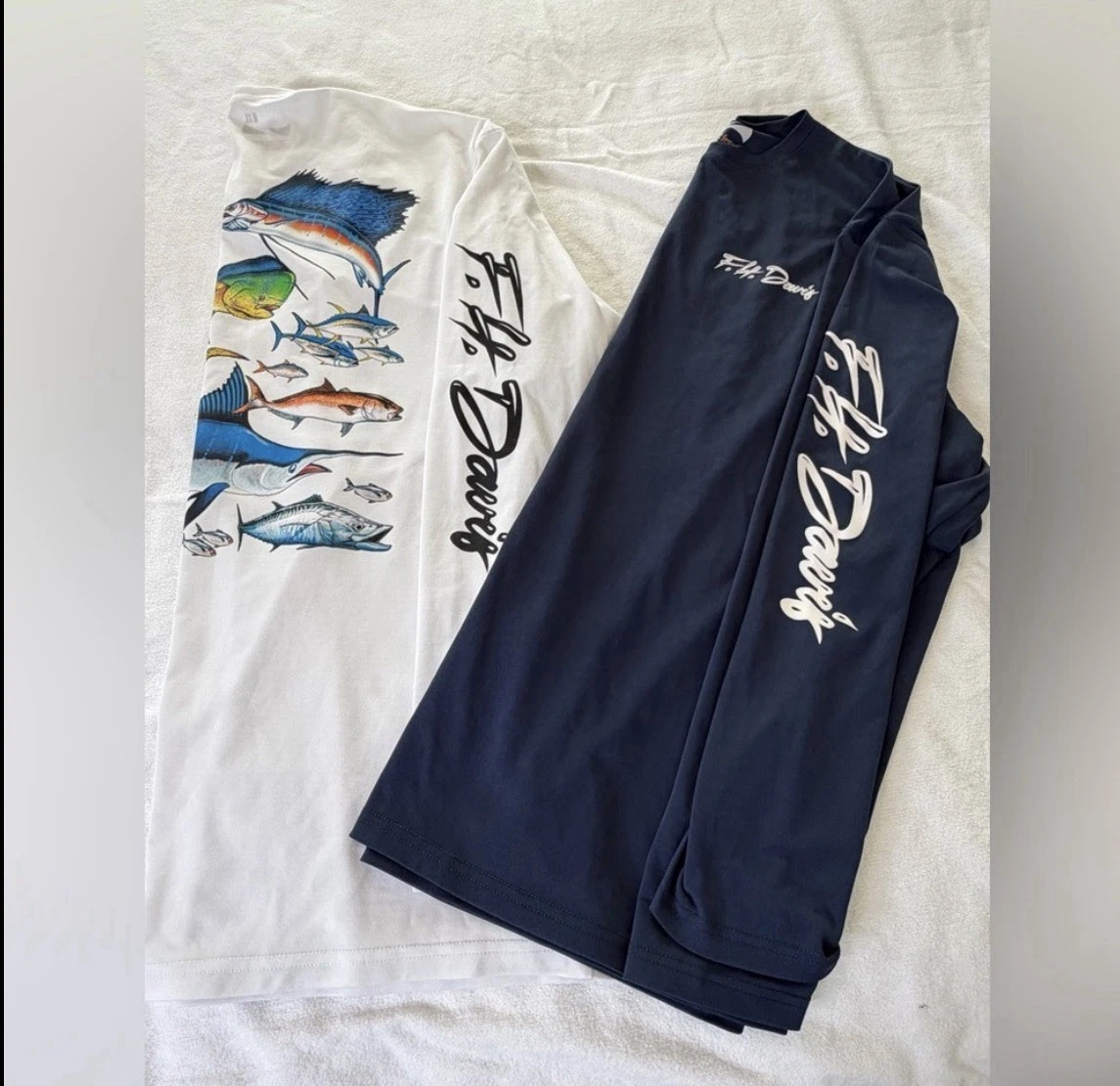 Bundle of 2 F.H. Davis long-sleeve performance fishing shirts — both size XL.