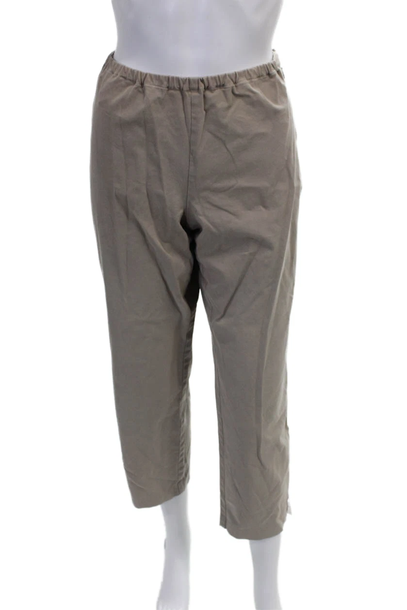 Eileen Fisher Women Capri Pants Beige Cotton Pull On Size M