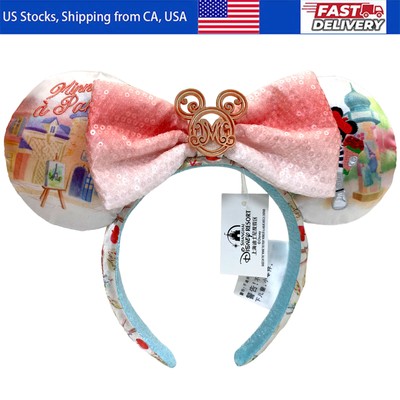 Disney-Park's Epcot France Paris Minnie Mickey Mouse Ears Bow Headband Rose US