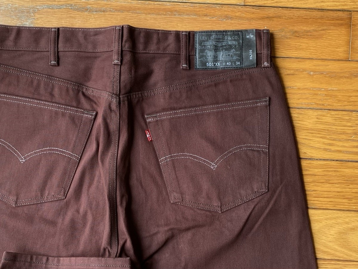 Levis 501 Jeans Mens W40 L34 Eggplant Straight Leg Button Fly