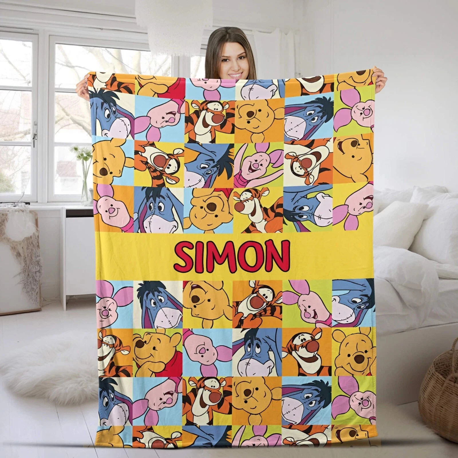 Personalized Name Classic Winnie The Pooh Fleece Blanket