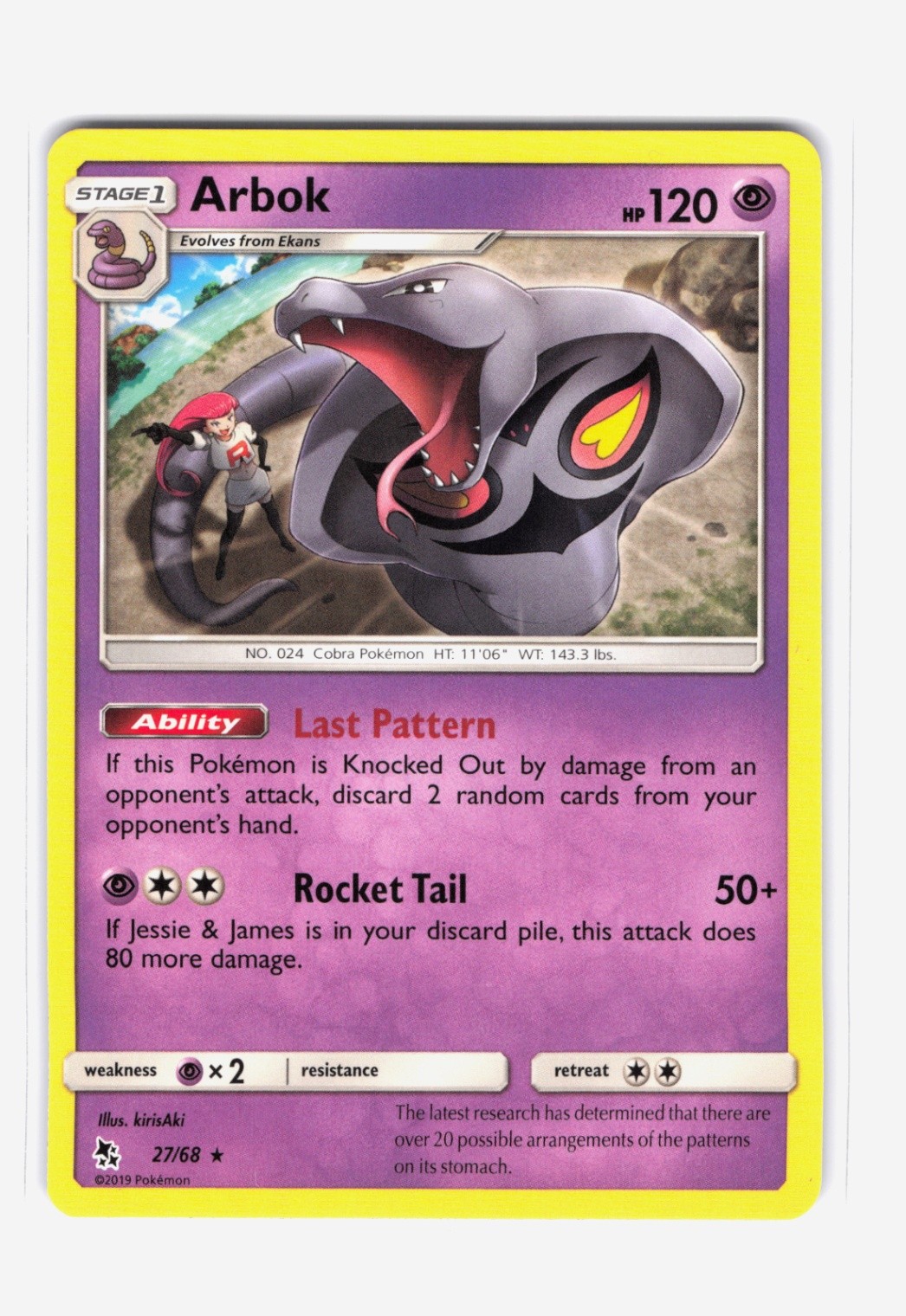 Arbok (Rare) Hidden Fates 27/68 NM