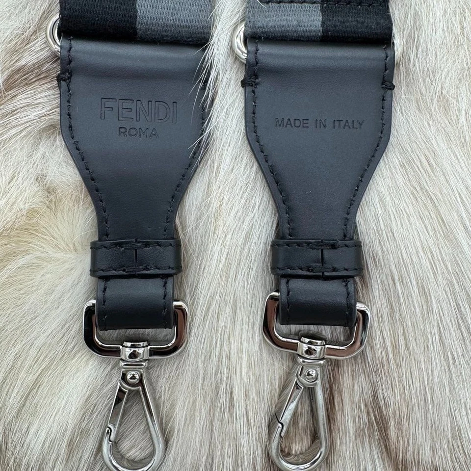 Correa de hombro FENDI de lona gris negro logotipo #215 Foto 3 de 4