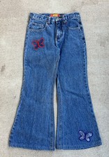 Vintage KIDS SQUEEZE Jeans Embroidered Butterfly Flares. See Measurements Below