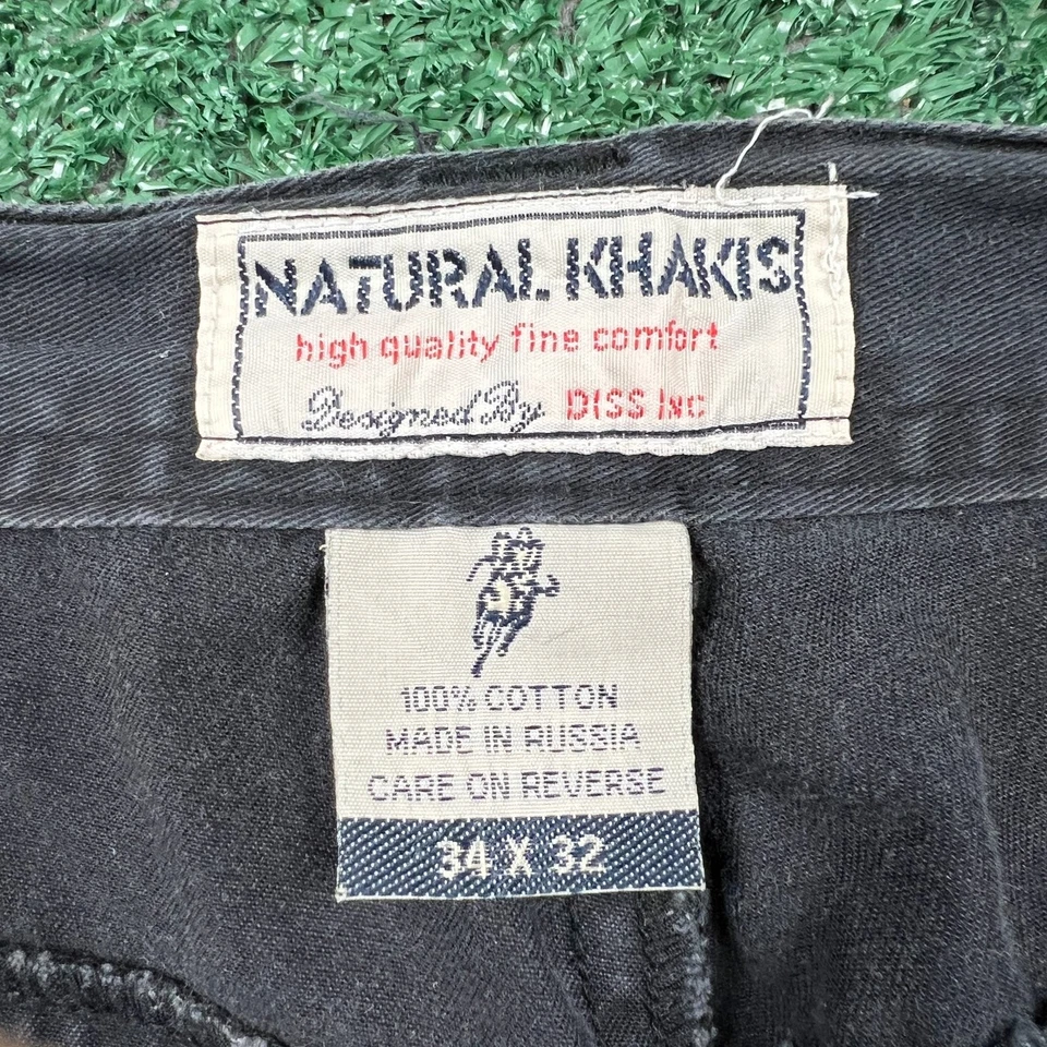 Pantalones cargo rectos holgados vintage naturales caquis para hombre 33x29" desteñidos negros Y2K Foto 4 de 4