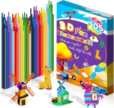 205 Pcs 3D Pen Printer Filament Refill for Start 3D Pen,25 Colors 2.5Mm Thick Lo