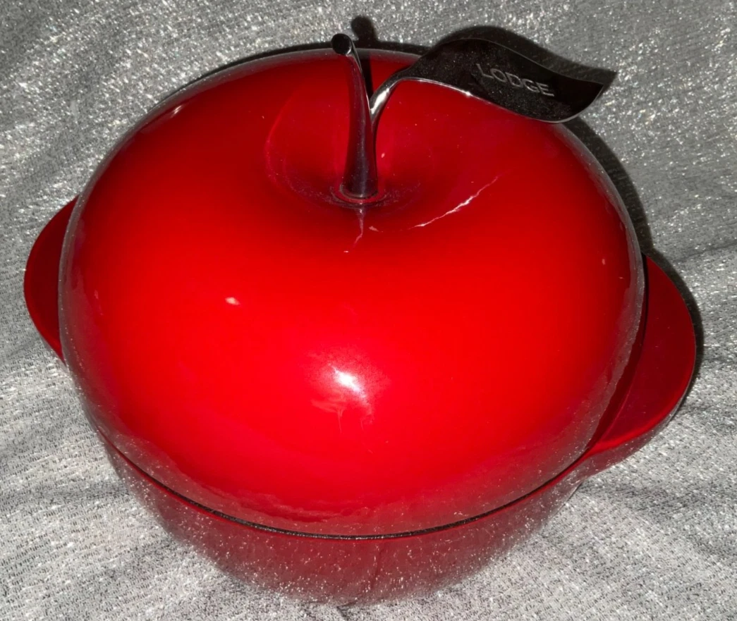 Lodge Enameled Cast Iron Dutch Oven with Lid 3 Qt Red Apple Shaped See Pics
Opens in a new window or