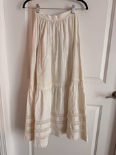Edwardian White Tiered Petticoat Lace And Crochet Panels Maxi Skirt Sheer