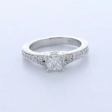 Engagement Ring Vintage 18K White Gold 1.36 CT Princess Lab-Grown Diamond E VS1