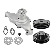 Fit Sbc Satin Short Water Pump 2g Swp Pulley 3g Black Crankshaft Pulley Kit
