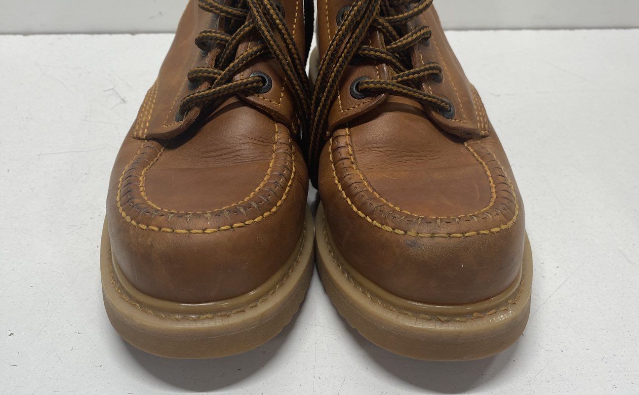 Botas Brown Solid Moc Toe Work Boots Men Size 8 - image 2