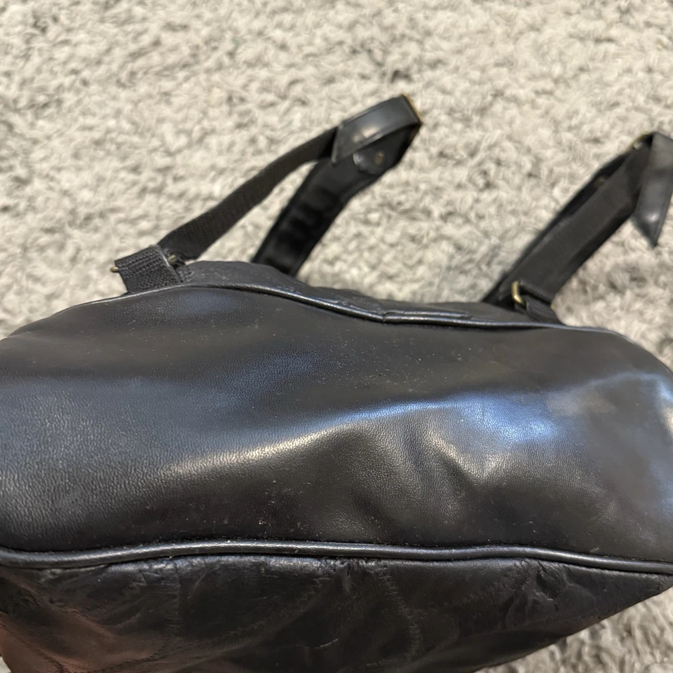 Mochila de retalhos de couro vintage anos 90 retrô preta punk bolsa de gravata Y2K - Imagem 4 de 4