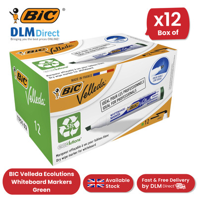 BIC Velleda 1751 ECOlutions Whiteboard-Marker leicht abwischbar grün - Schachtel mit 12