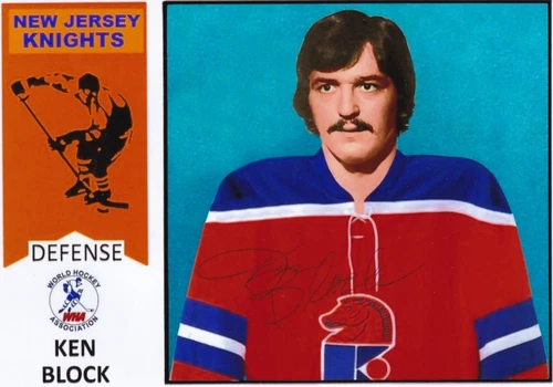 KEN BLOCK  Authentic Signed Autograph New Jersey Knights WHA 4X6 Hockey Photo