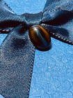 Antique Brown And Blue Glass Cat Eye Oval Button 4 Way Shank — photo 2