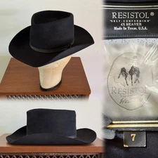 1980s Vtg Resistol El Paso 4x Beaver 7 Cowboy Western Hat Black 80s