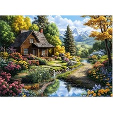 Stunning 500-Piece Country Cottage Jigsaw Puzzle with Bonus Reference Poster